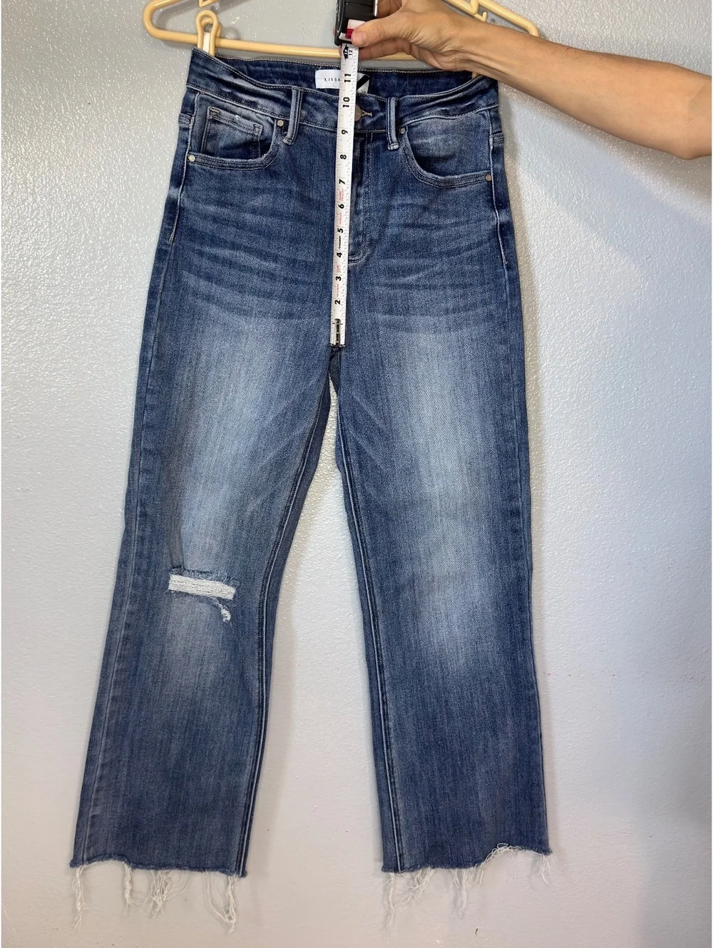 Risen Jeans Womens 5/27 Medium Wash Distressed Raw Hem Cropped Denim - Picture 8 of 10